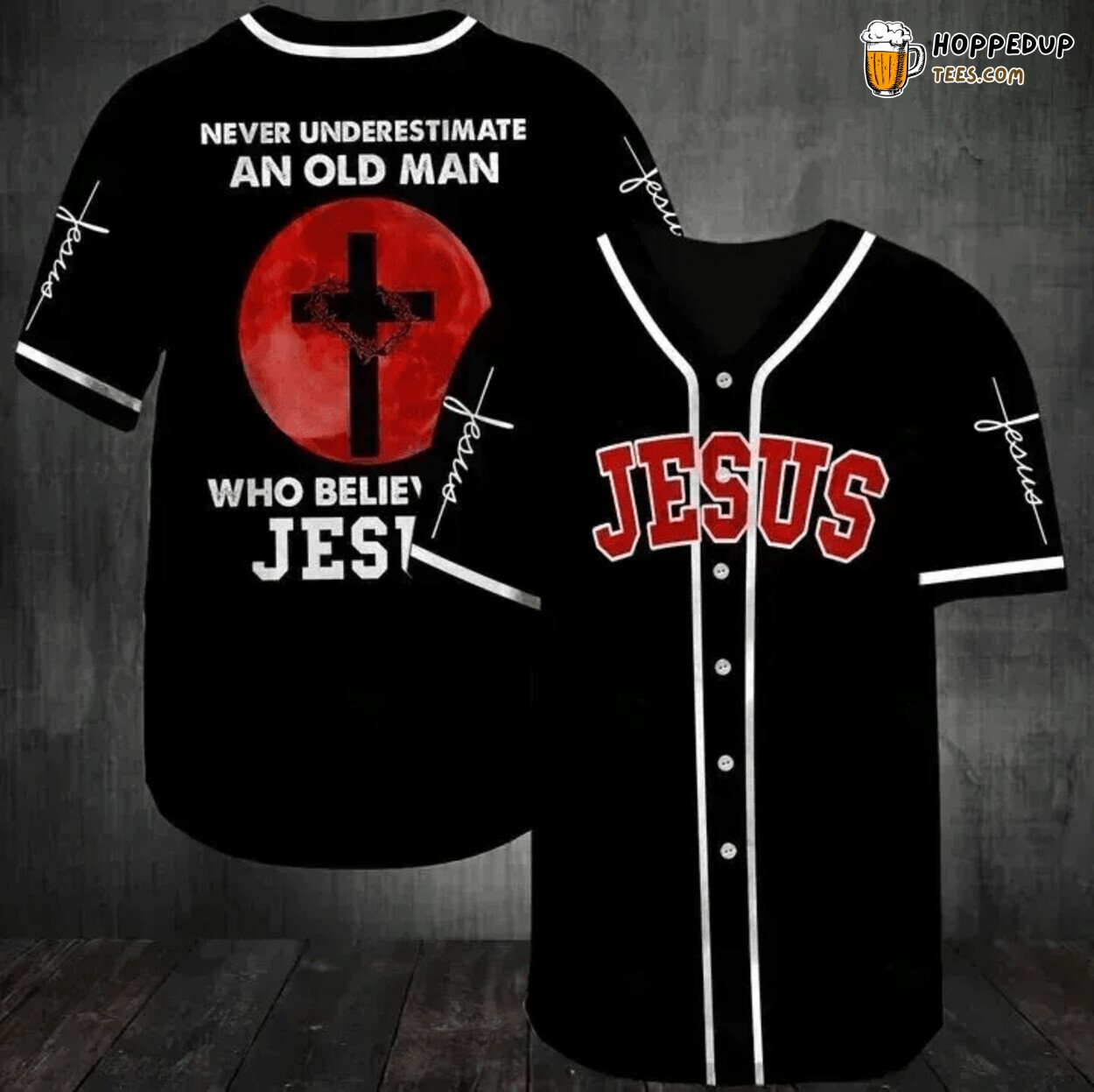 Baseball Tee Never underestimate an old man who believes in Jesus Baseball Jersey