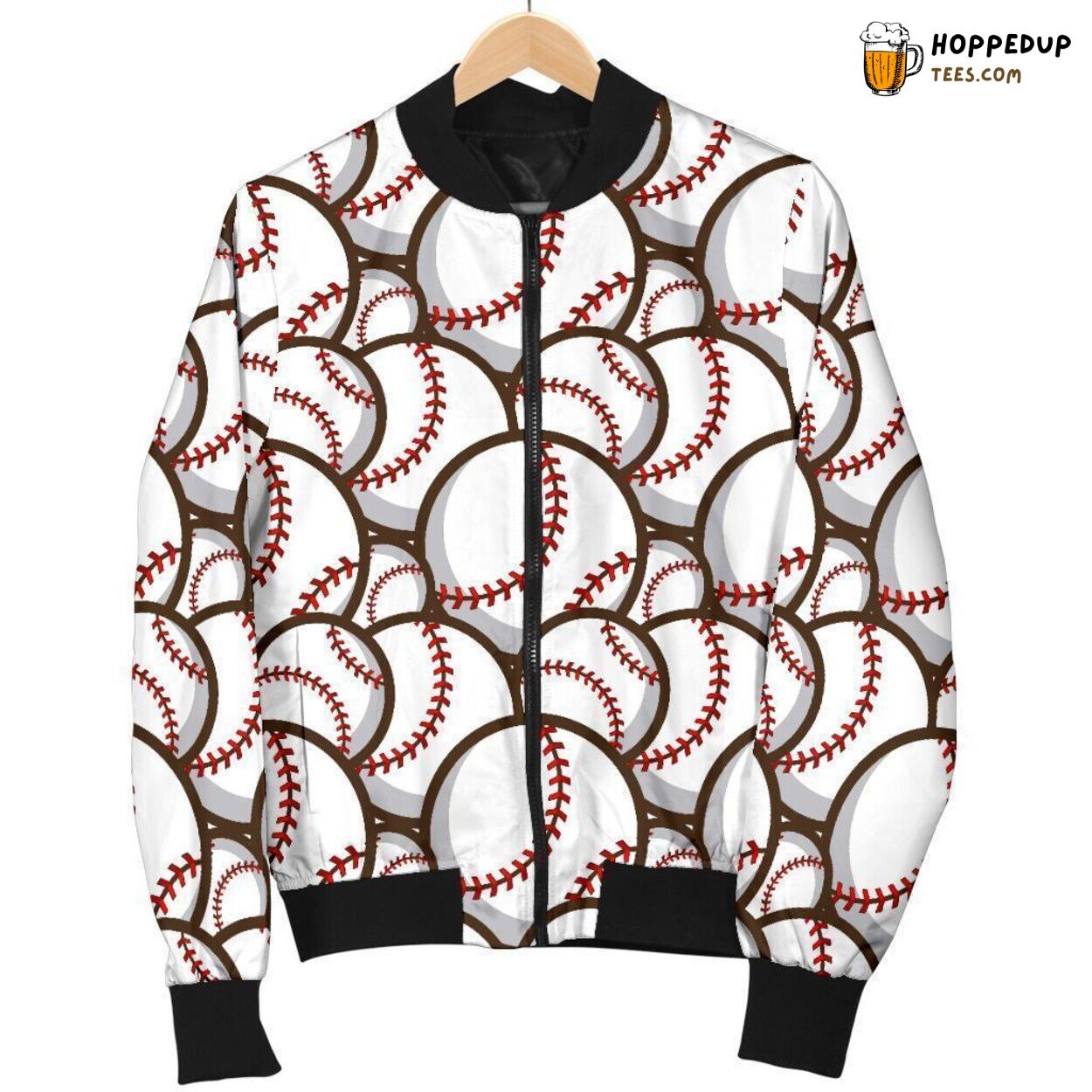 Baseball Themed Print Pattern Men’s Stylish Bomber Jacket
