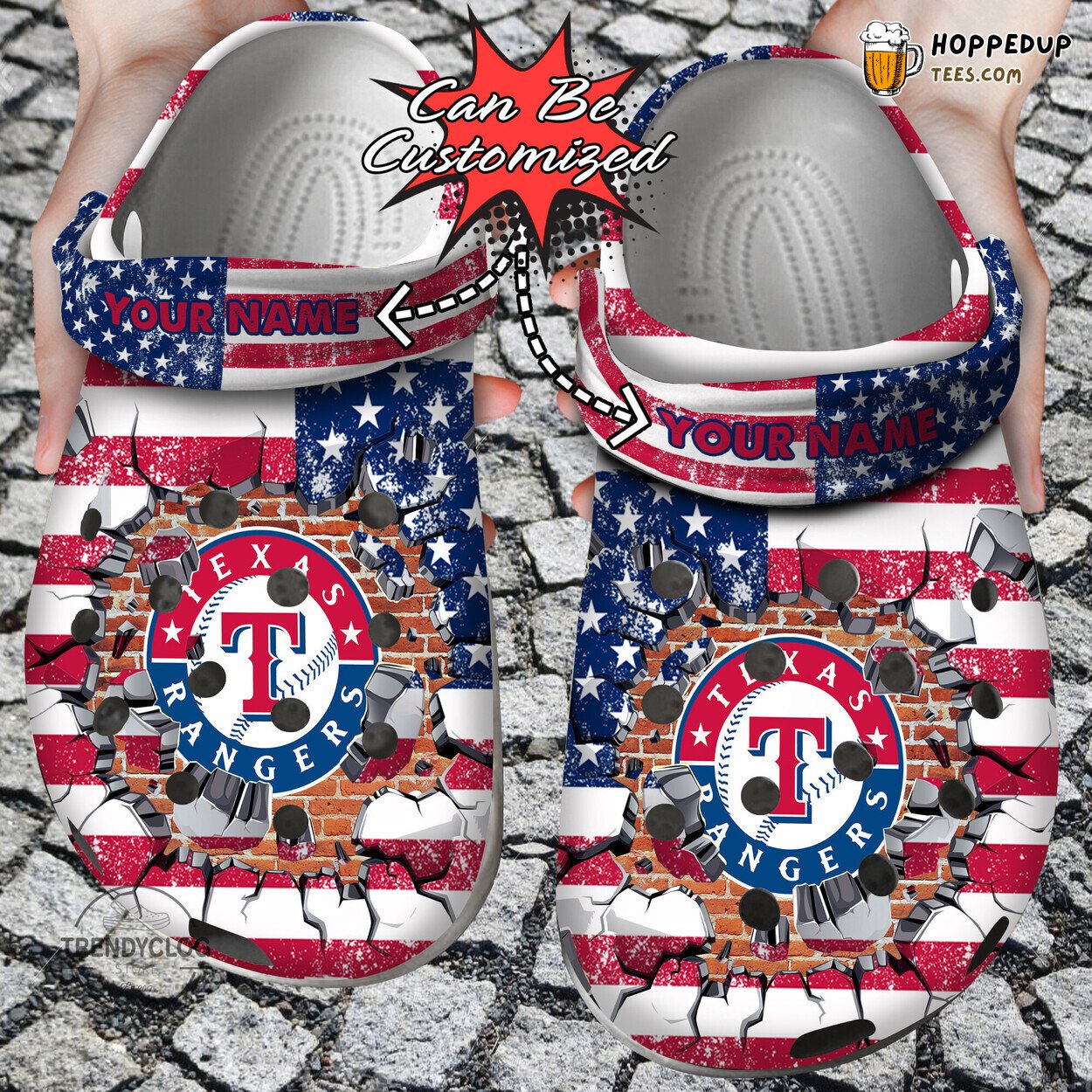 Baseball TRangers Flag Wall Breaking Personalized Comfortable Clogs