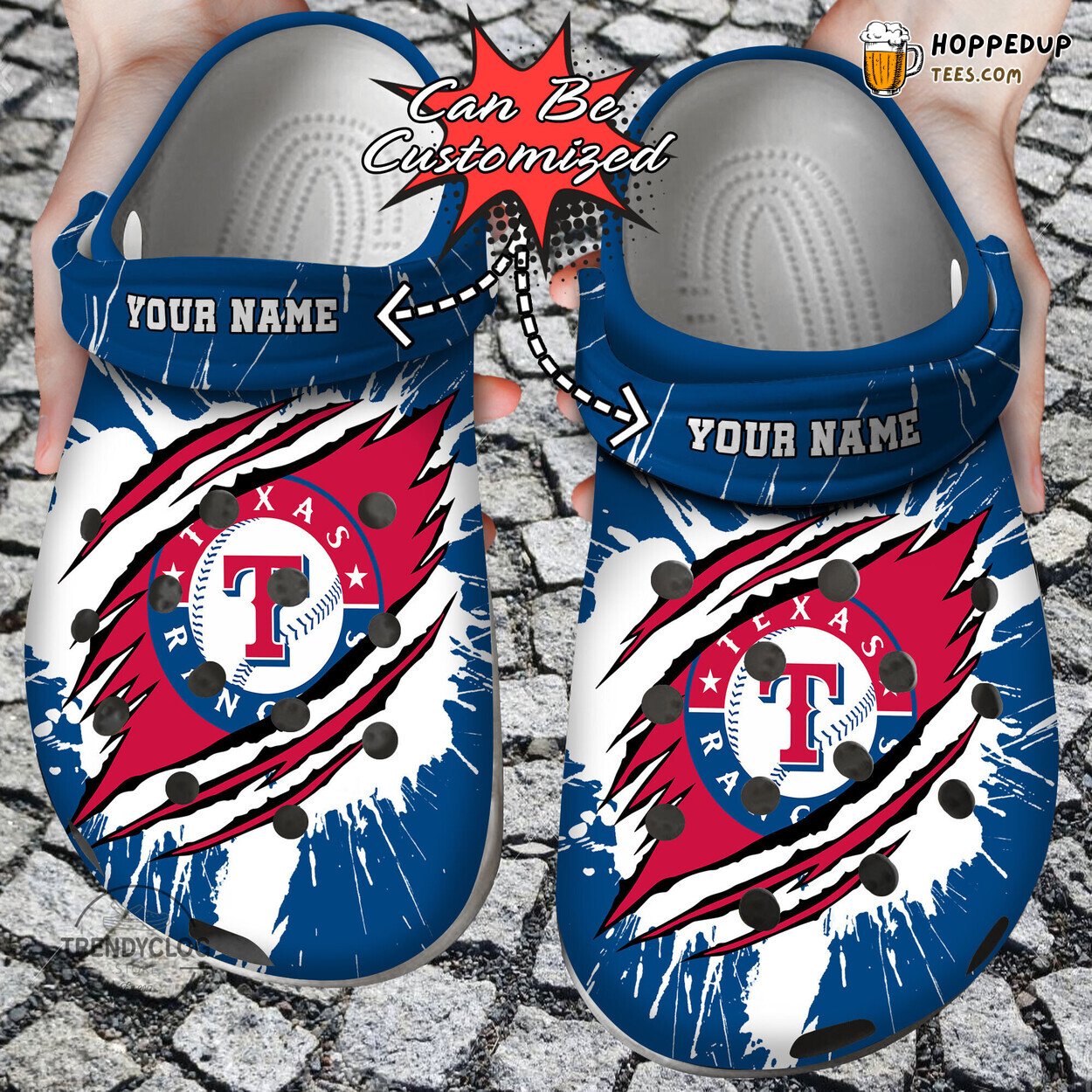 Baseball TRangers Ripped Claw Personalized Comfortable Clog Shoes