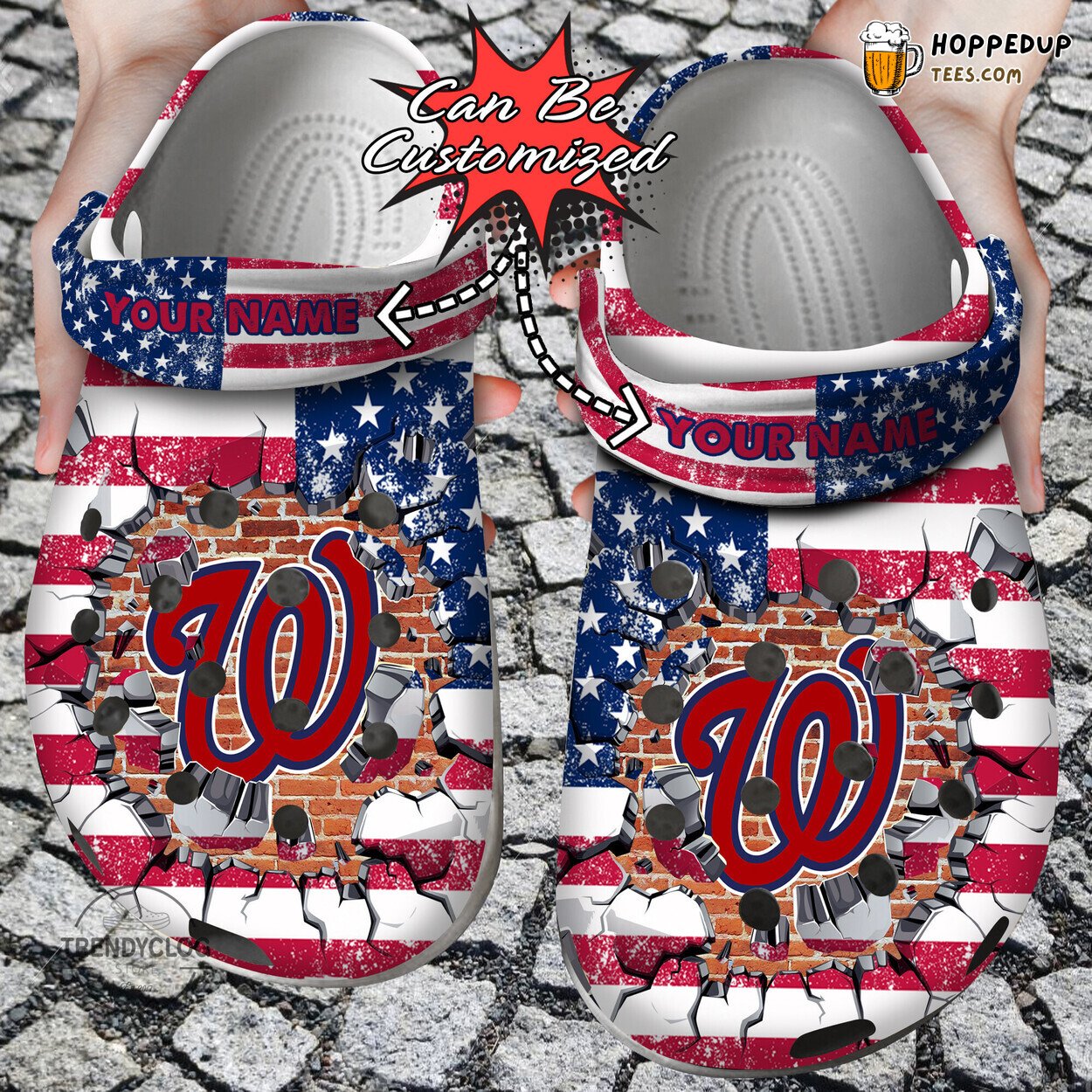 Baseball WNationals Flag Wall Breaking Personalized Comfortable Clogs