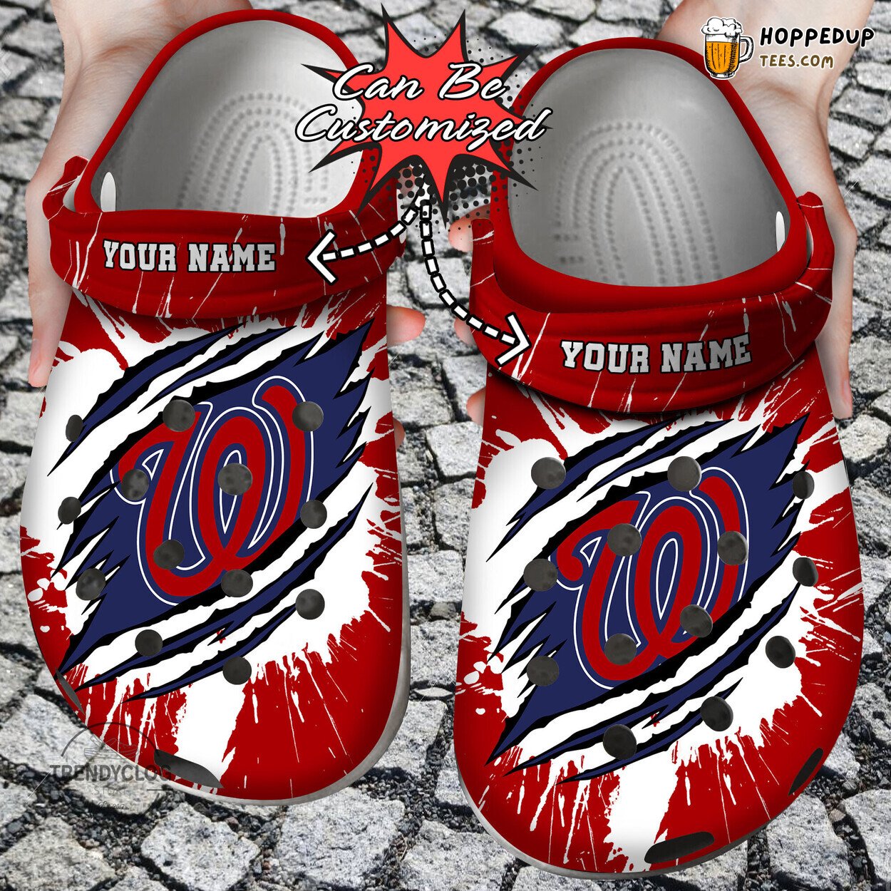 Baseball WNationals Ripped Claw Personalized Stylish Clog Shoes