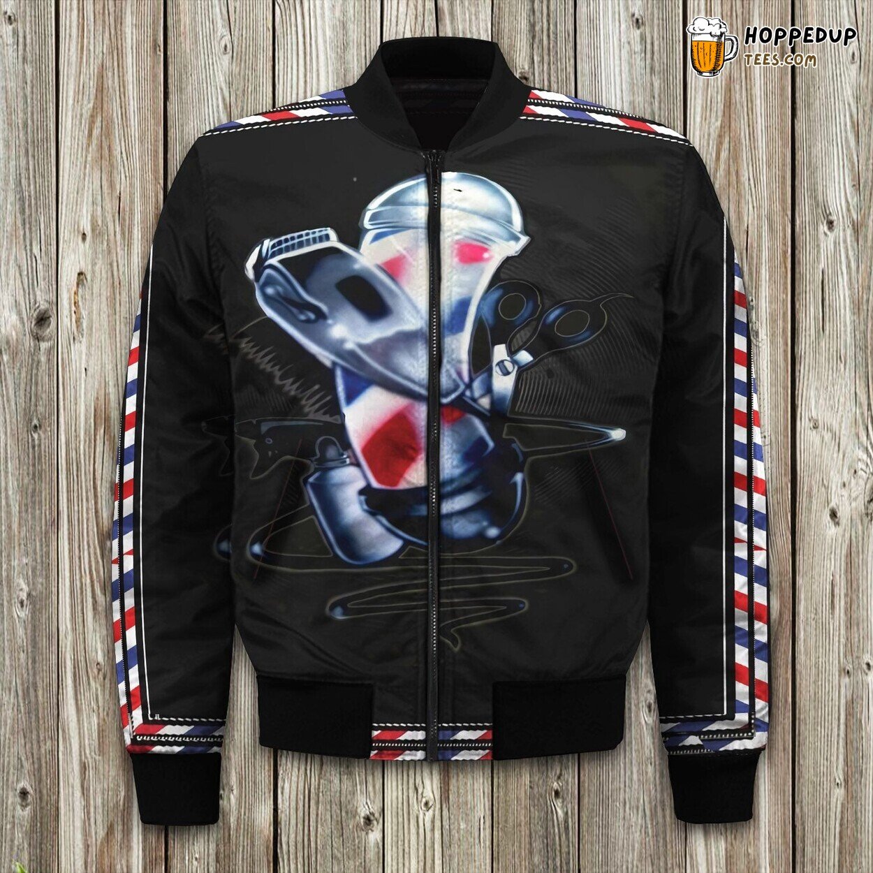 Basic Barber Pole Bomber Jacket