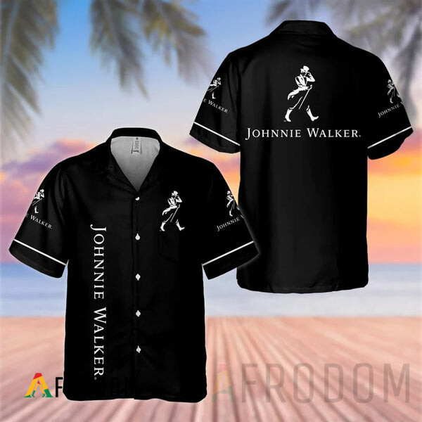 Basic Printed Black Johnnie Walker Hawaii Shirt HU