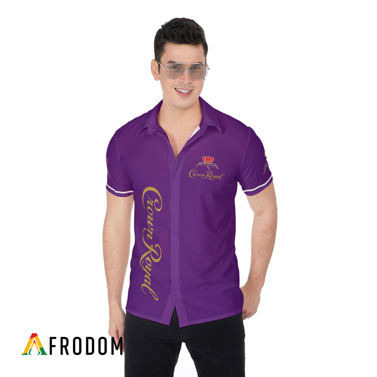 Basic Printed Crown Royal Hawaii Button Shirt And Shorts Set HU
