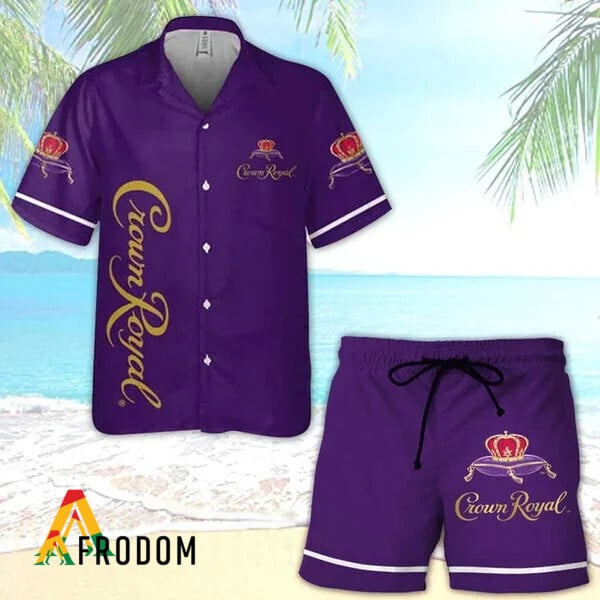 Basic Printed Crown Royal Hawaii Button Shirt And Shorts Set HU