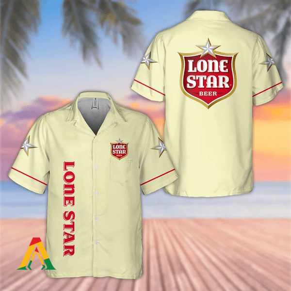 Basic Printed Lone Star Beer Hawaii Shirt HU