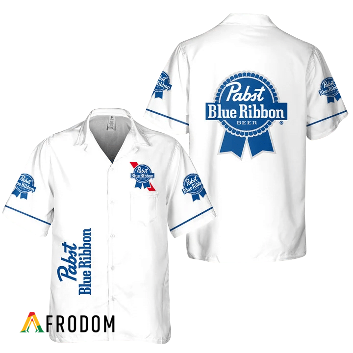 Basic Printed Pabst Blue Ribbon Hawaii Shirt HU