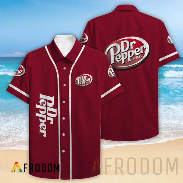 Basic Printed Red Dr Pepper Hawaii Button Shirt HU