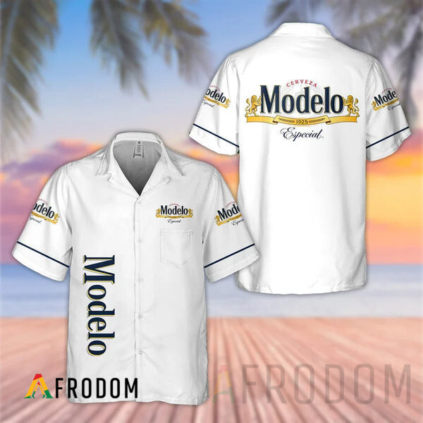Basic Printed White Modelo Hawaii Shirt HU