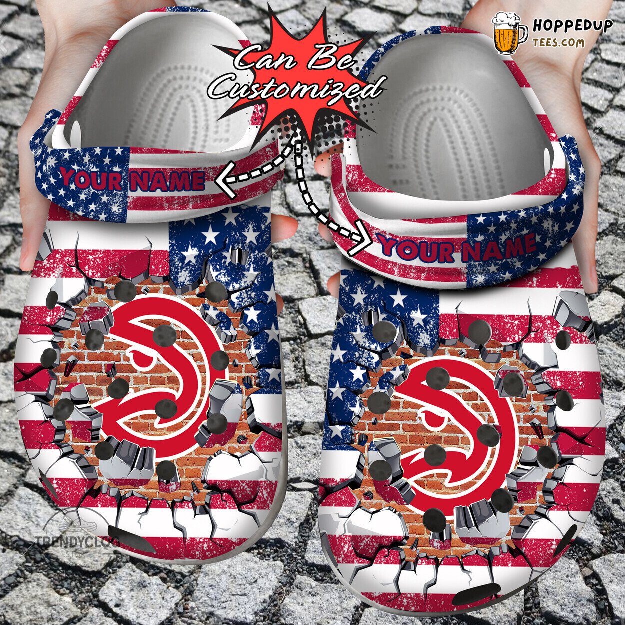 Basketball AHawks Flag Wall Breaking Personalized Comfortable Clogs