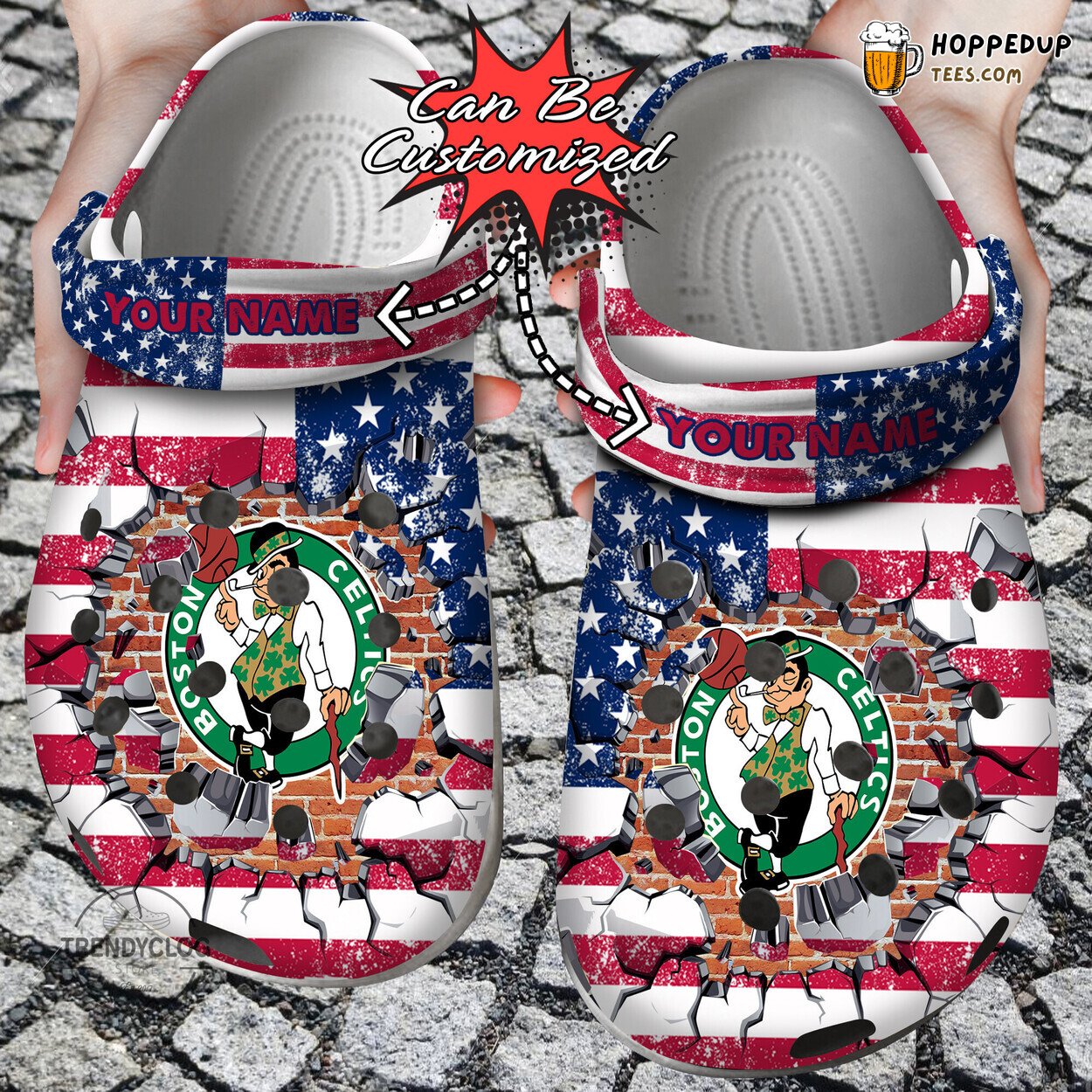 Basketball BCeltics Flag Wall Breaking Personalized Comfortable Clogs