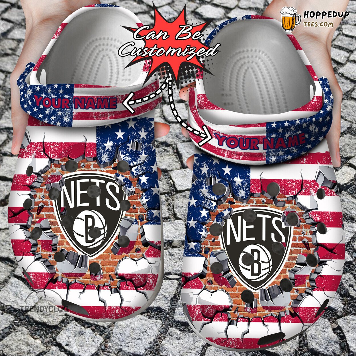 Basketball BNets Flag Wall Breaking Personalized Comfortable Clogs
