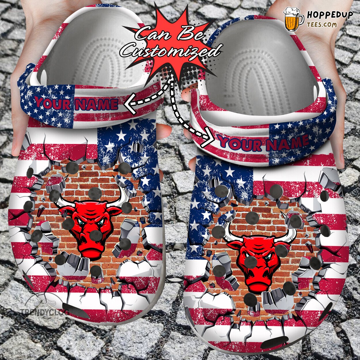 Basketball CBulls Flag Wall Breaking Personalized Comfortable Clogs