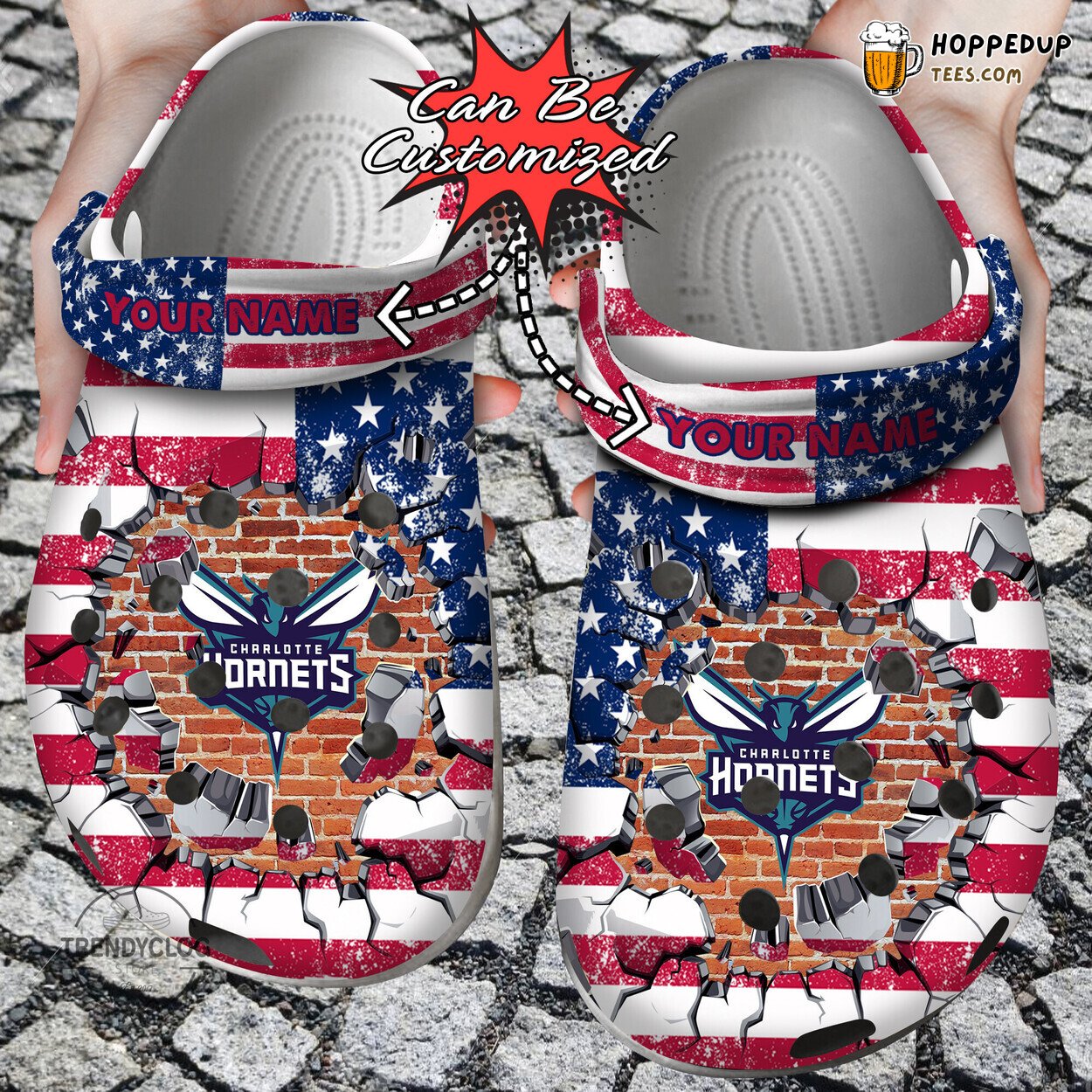 Basketball CHornets Flag Wall Breaking Personalized Comfortable Clogs