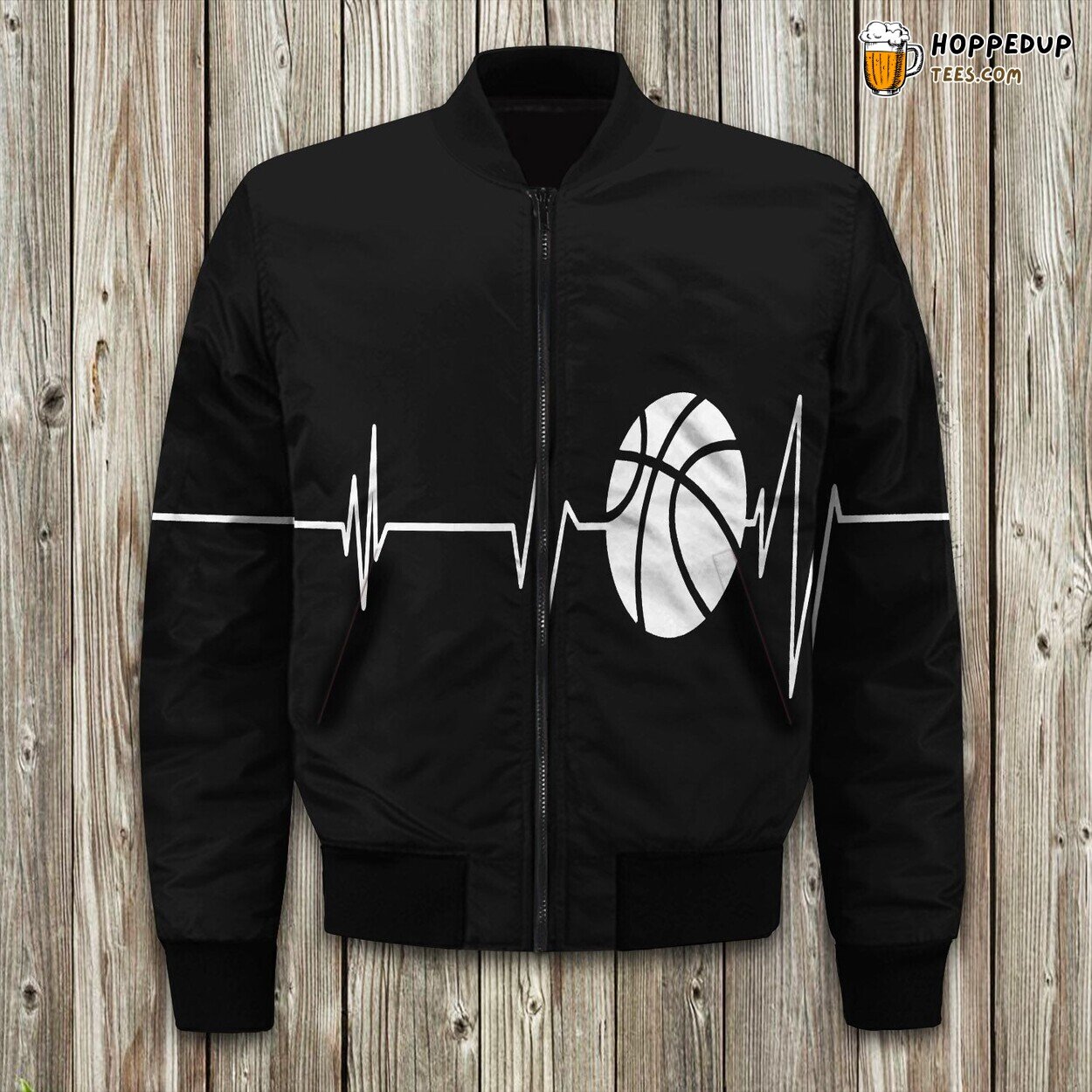 Basketball Court Print Winter Bomber Jacket Tailored Unique Elegance Craft