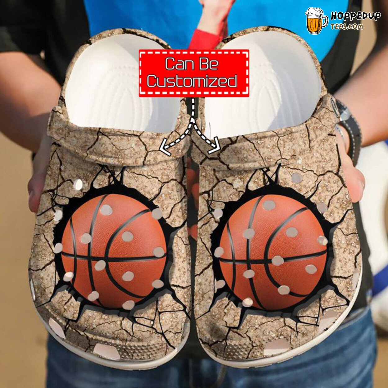 Basketball Crack Design Themed Comfortable Clog Shoes for Sports Fans