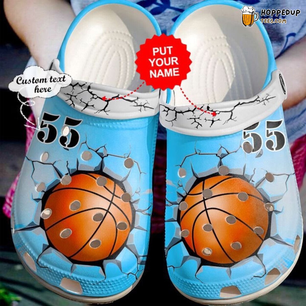 Basketball Crack Personalized Name Number Comfortable Clogs Footwear