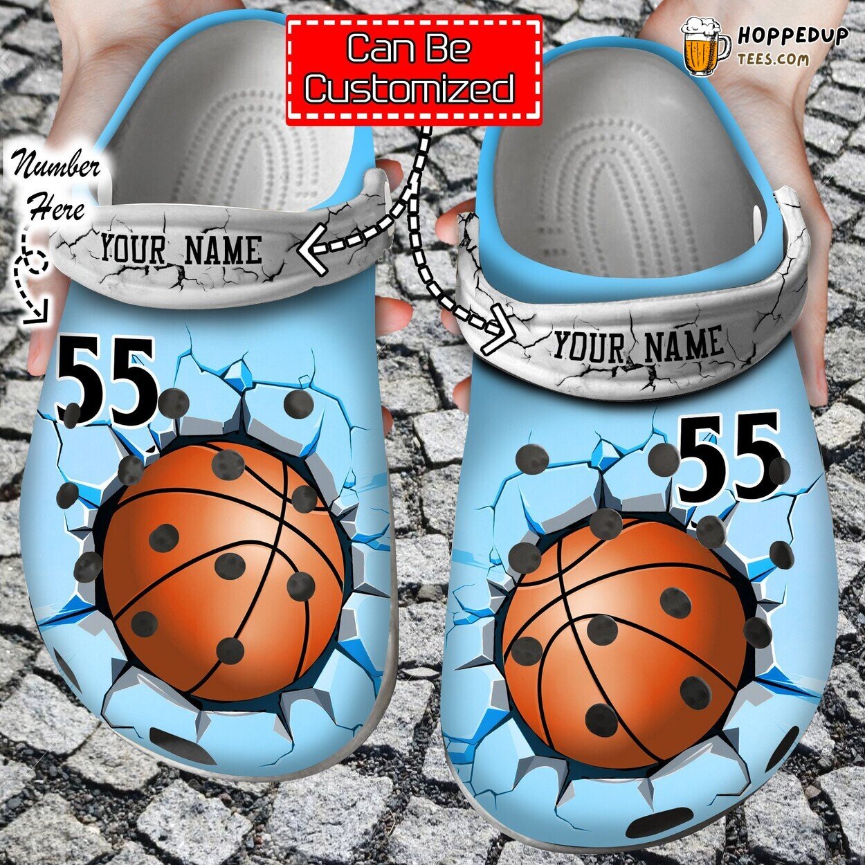 Basketball Crack Personalized Name Number Unique Clog Shoes