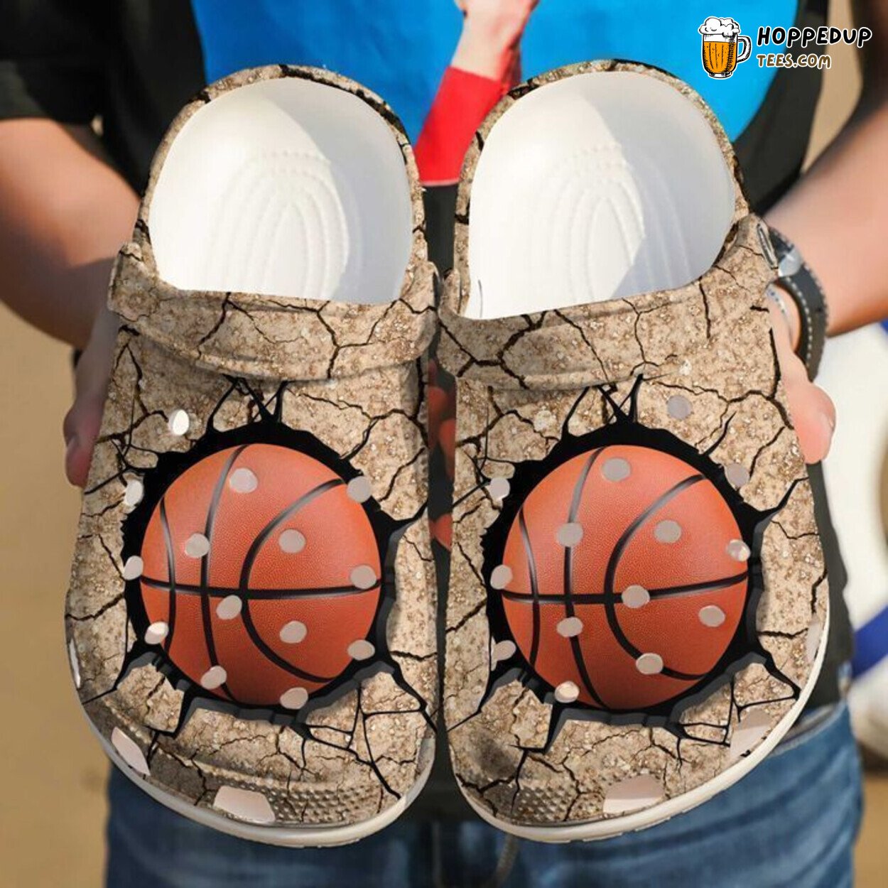 Basketball Crack Theme Classic Comfortable Clogs Shoes Unique Sports Lovers