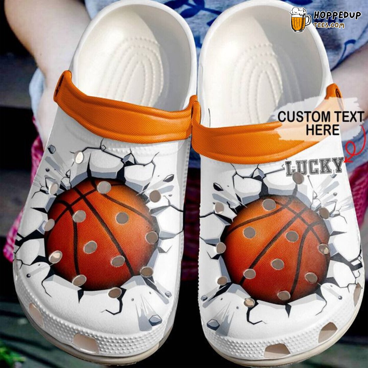 Basketball Custom Name Crack Theme Comfortable Clogs Athletic Shoes