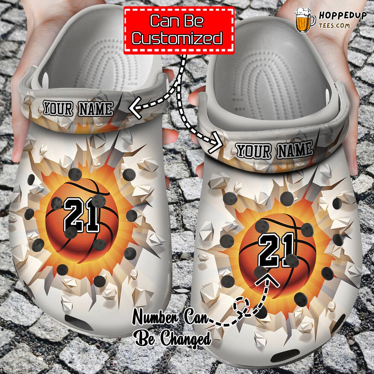 Basketball Custom Name Number Enthusiast Stylish Comfortable Clog Shoes