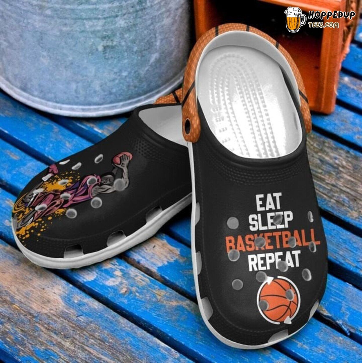 Basketball Eat Sleep Theme Comfortable Unique Stylish Design Clog Shoes