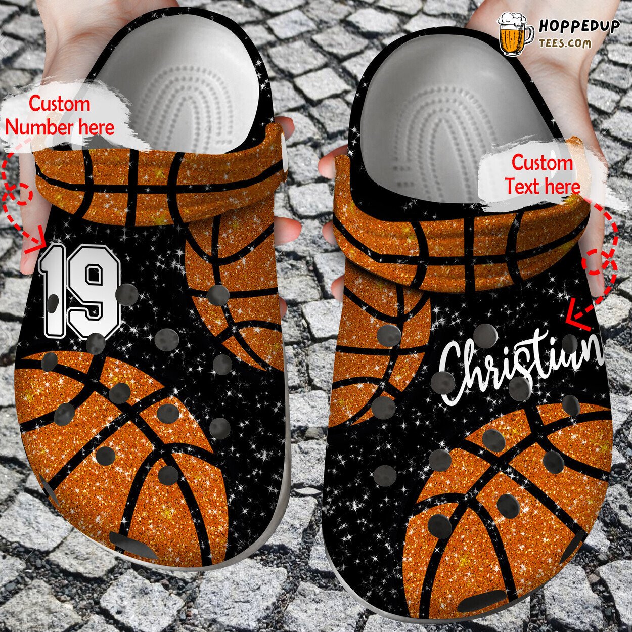 Basketball Glitter Lover Personalized Stylish Comfortable Clog Shoes