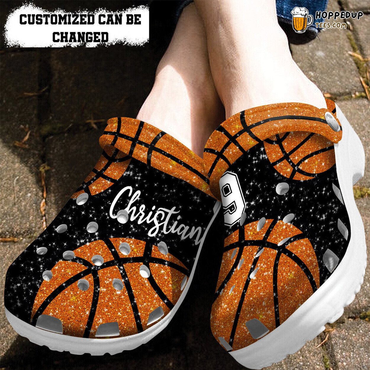 Basketball Glitter Personalized Lover Theme Comfortable Clogs Footwear