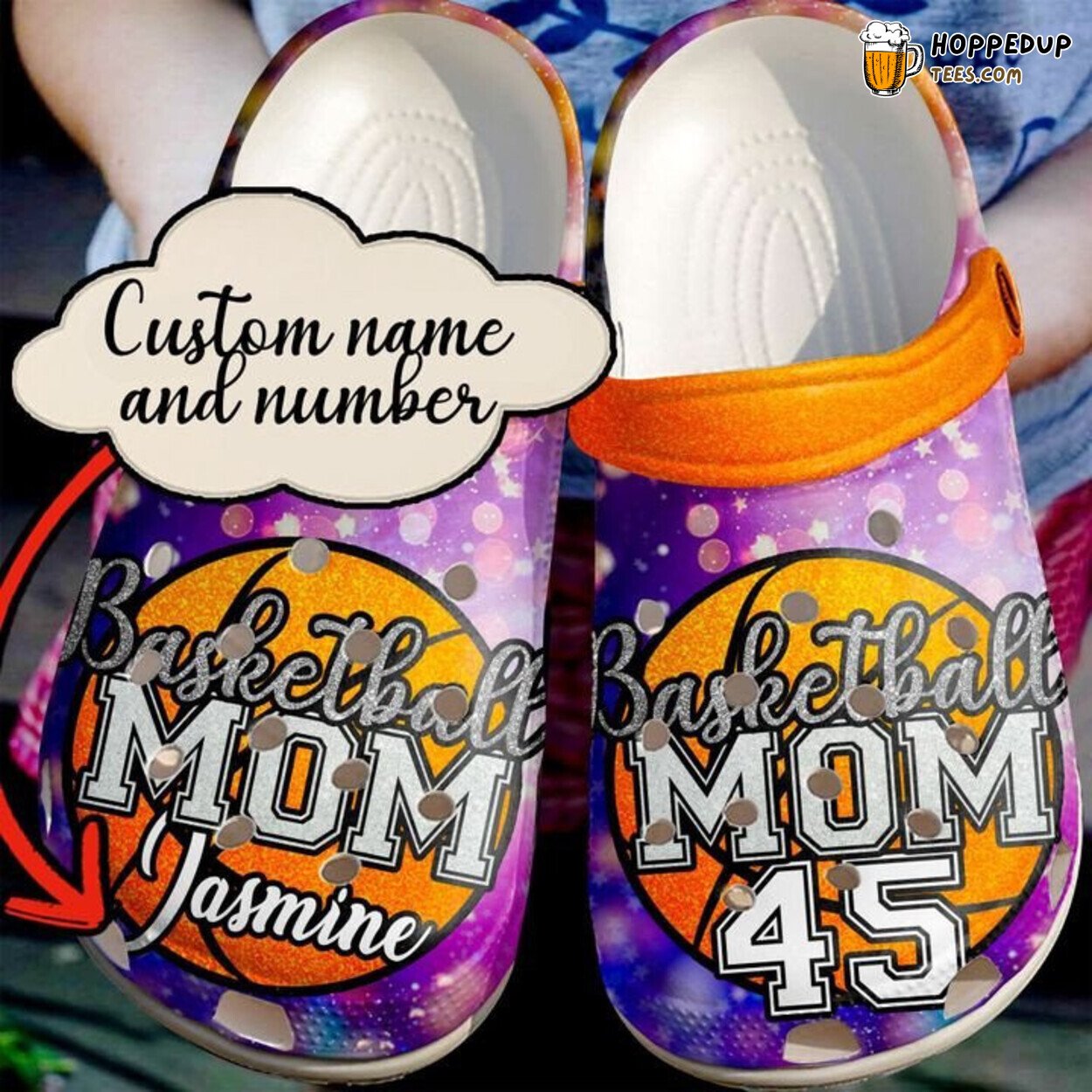 Basketball Glowing Mom Theme Comfortable Clogs Athletic Inspired Shoes