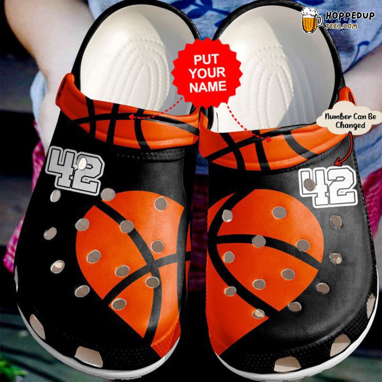 Basketball Heart Design Personalized Themed Comfortable Clog Shoes for Players