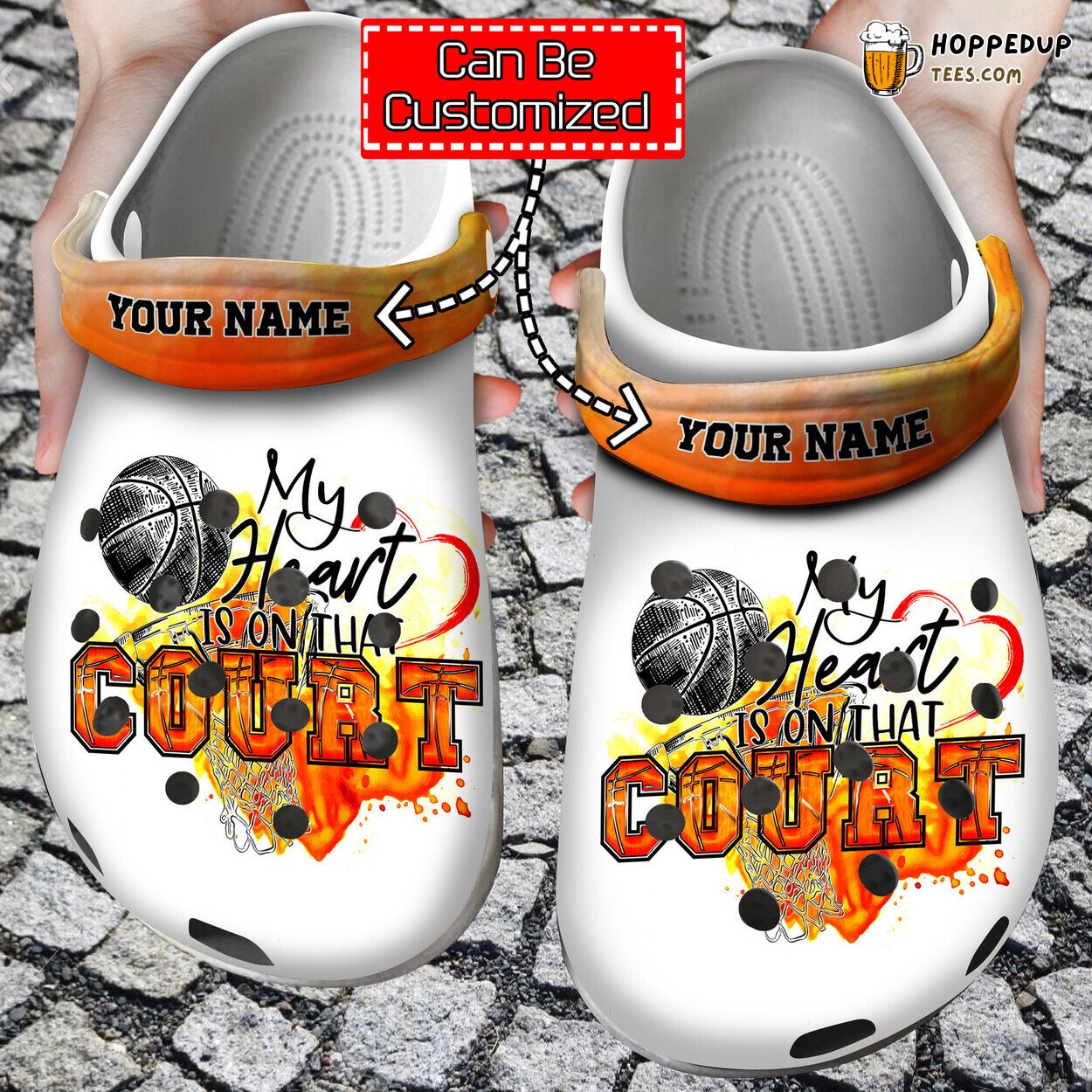 Basketball Heart On Court Custom Design Comfortable Clogs Shoes