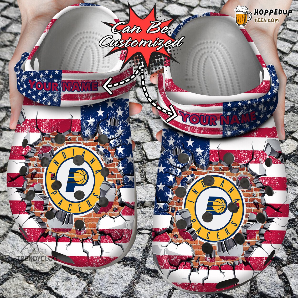 Basketball IPacers Flag Wall Breaking Personalized Comfortable Clogs