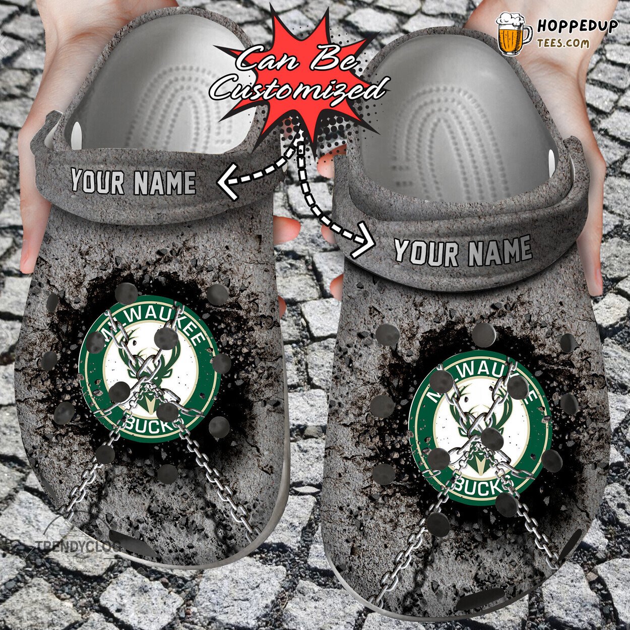 Basketball MBucks Chain Wall Breaking Personalized Comfortable Clogs