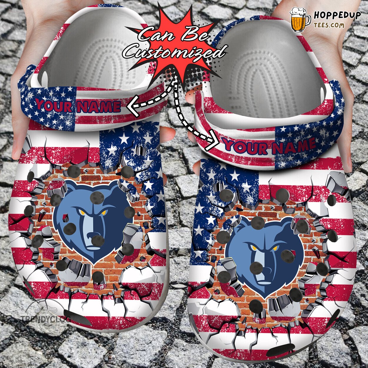 Basketball MGrizzlies Flag Wall Breaking Personalized Comfortable Clogs