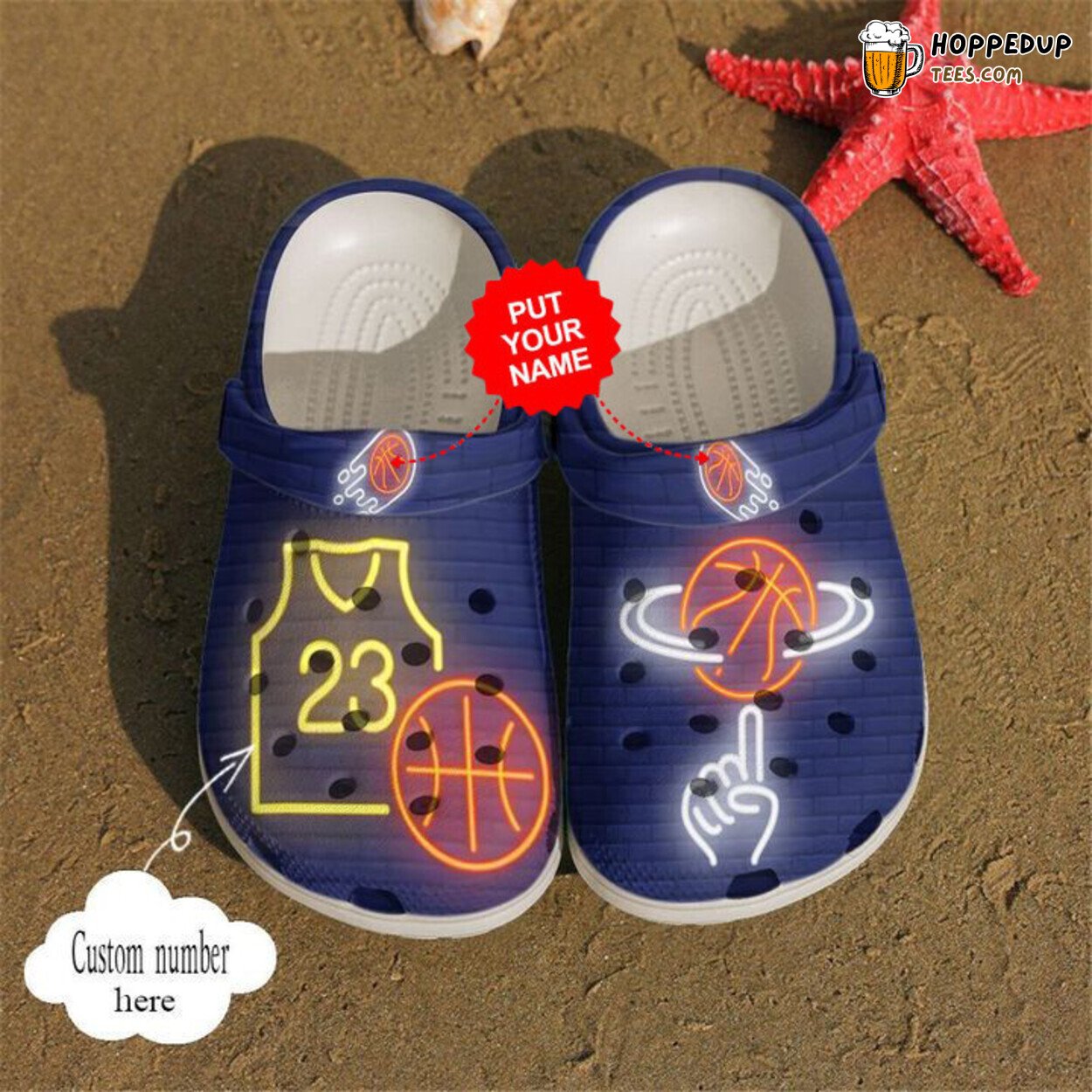 Basketball Neon Design Personalized Comfortable Clog Shoes for Sports Fans