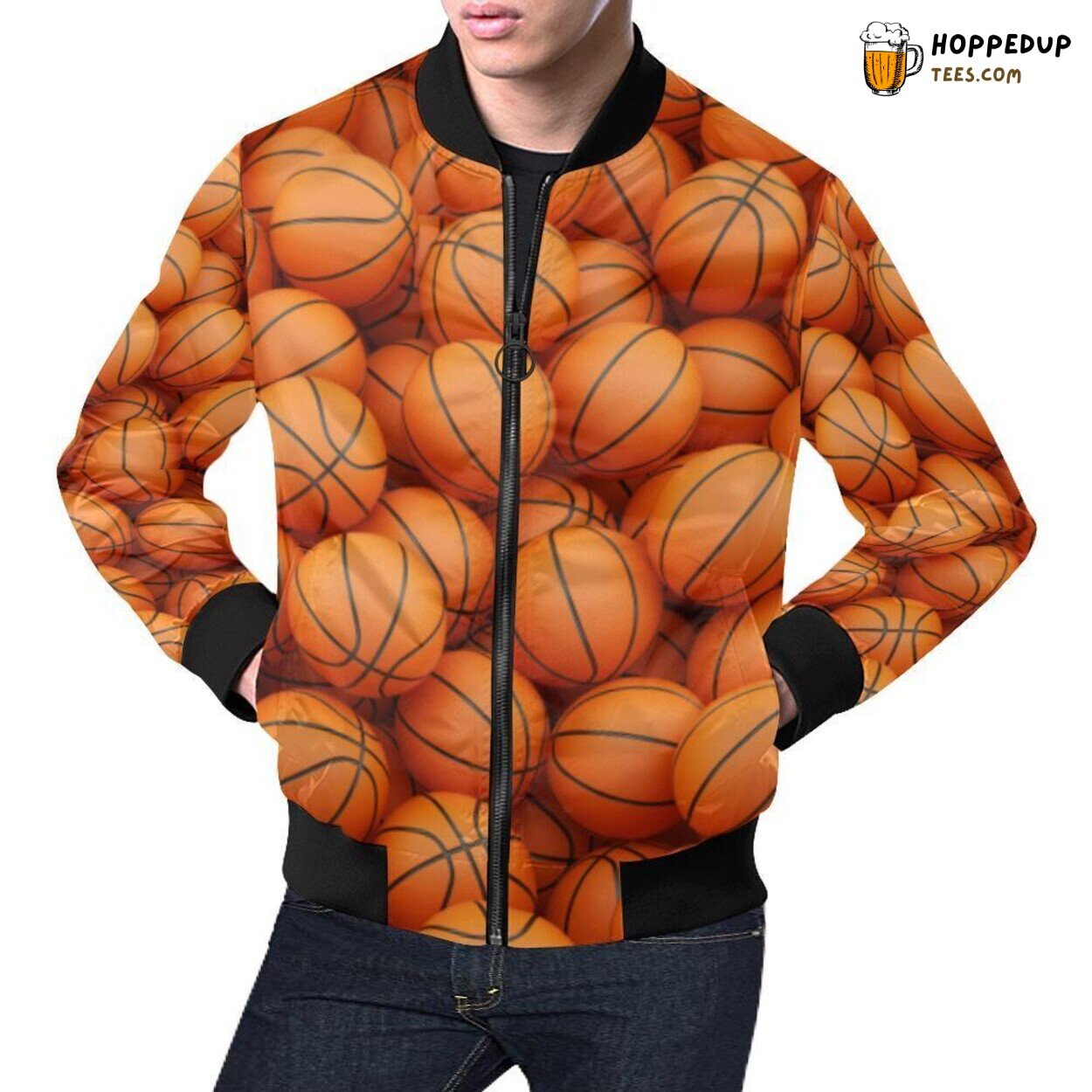 Basketball Pattern Print Men’s Bomber Jacket Distinct Fashion Basketball Pattern Print Men’s Bomber Jacket Distinct Fashion