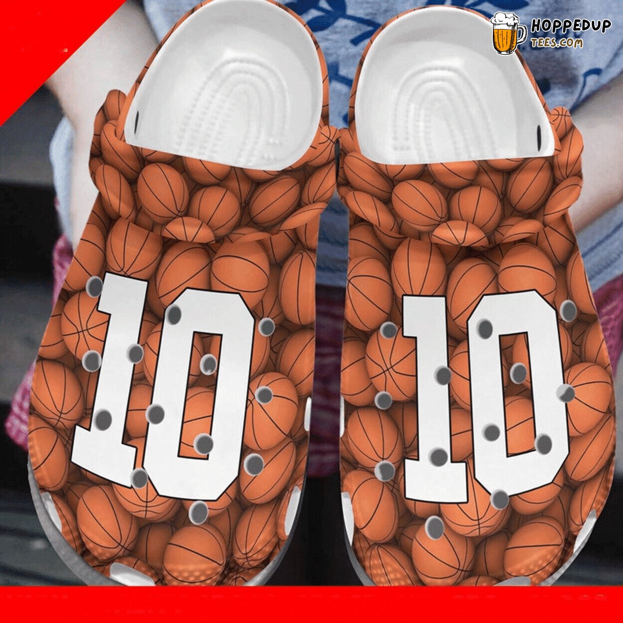 Basketball Pattern Themed Rubber Clog Shoes Comfy Footwear for Players