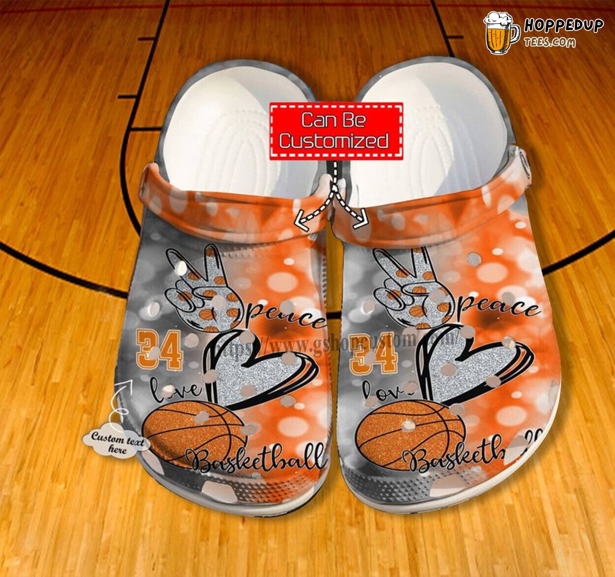 Basketball Peace Love Orange Birthday Gift Grandaughter Niece Croc Clogs
