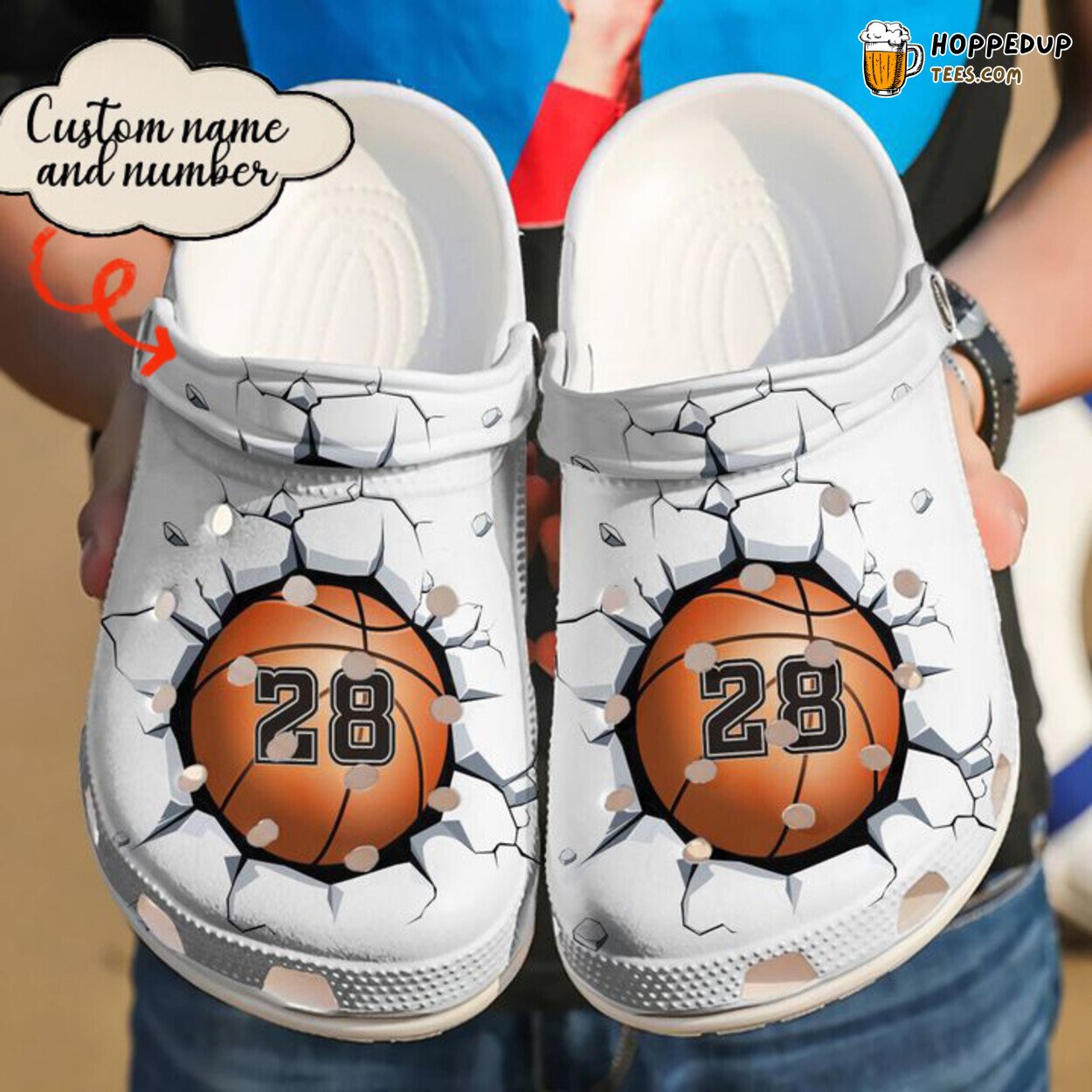 Basketball Personalized Breaking Wall Design Comfortable Clog Shoes for Players