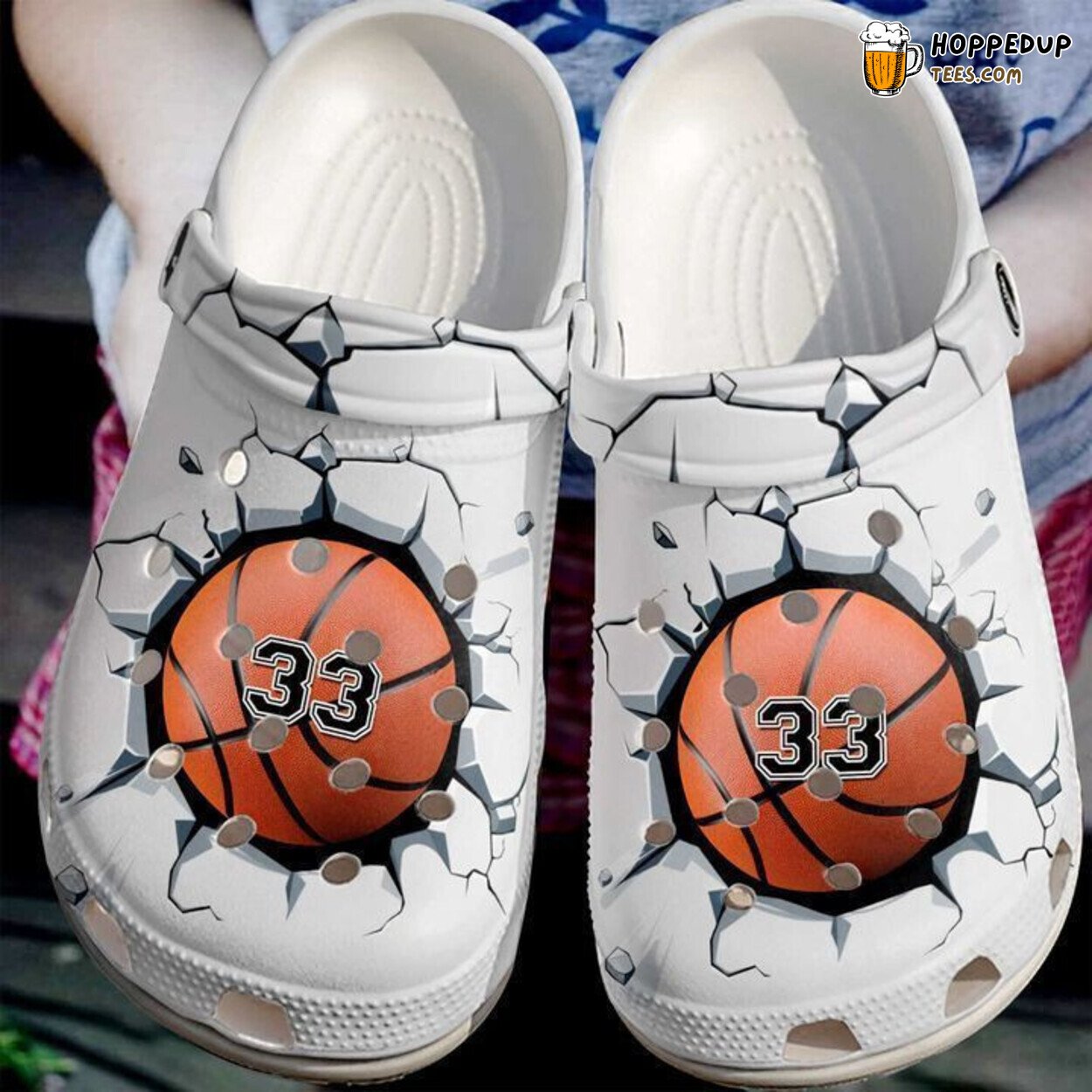 Basketball Personalized Broken Wall Theme Classic Comfortable Clogs Shoes