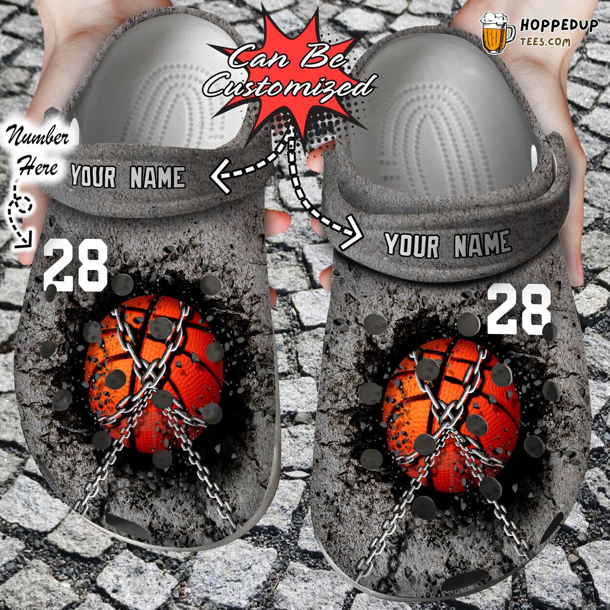 Basketball Personalized Chain Theme Comfortable Clogs Sports Shoes
