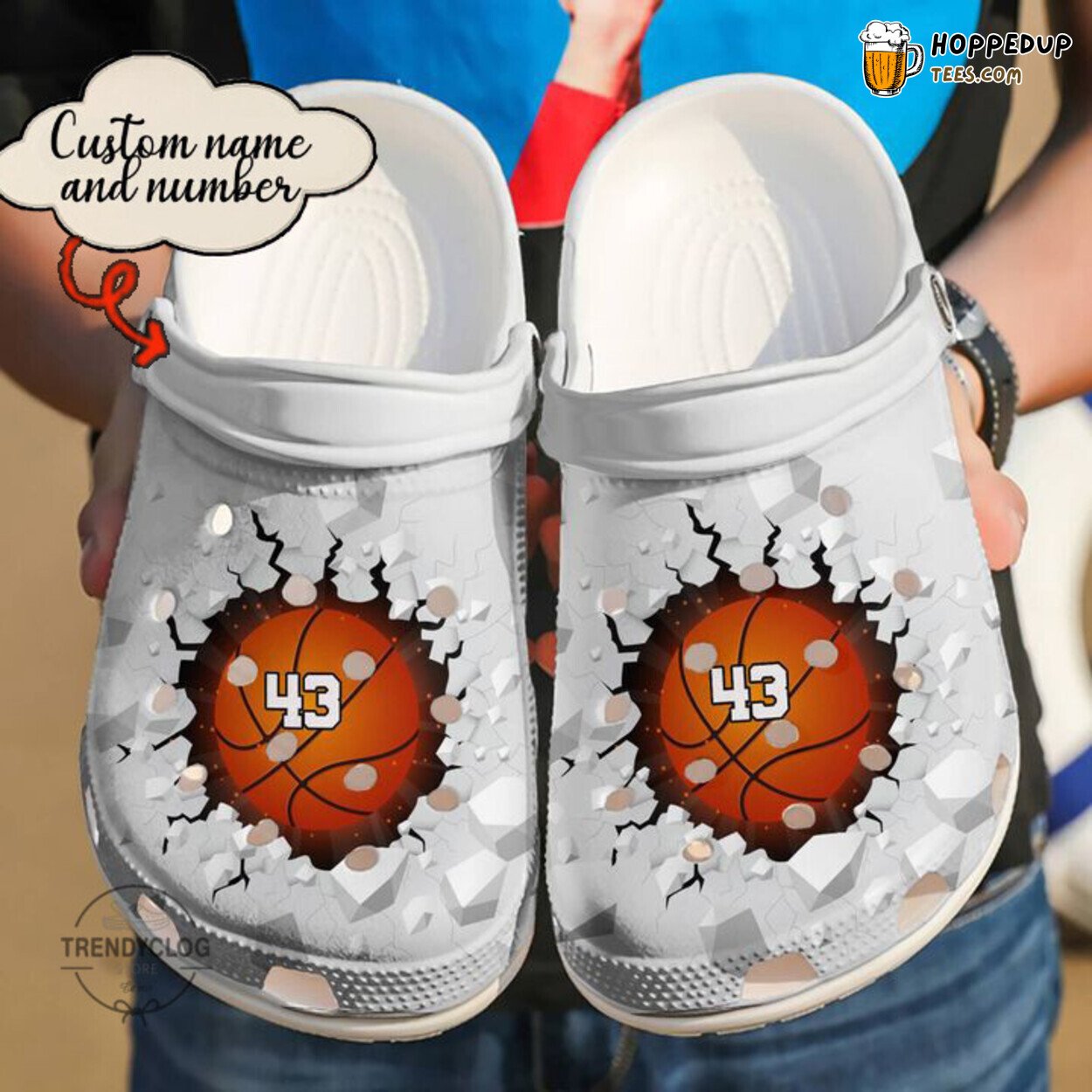 Basketball Personalized Crack Design Sporty Comfortable Clog Shoes