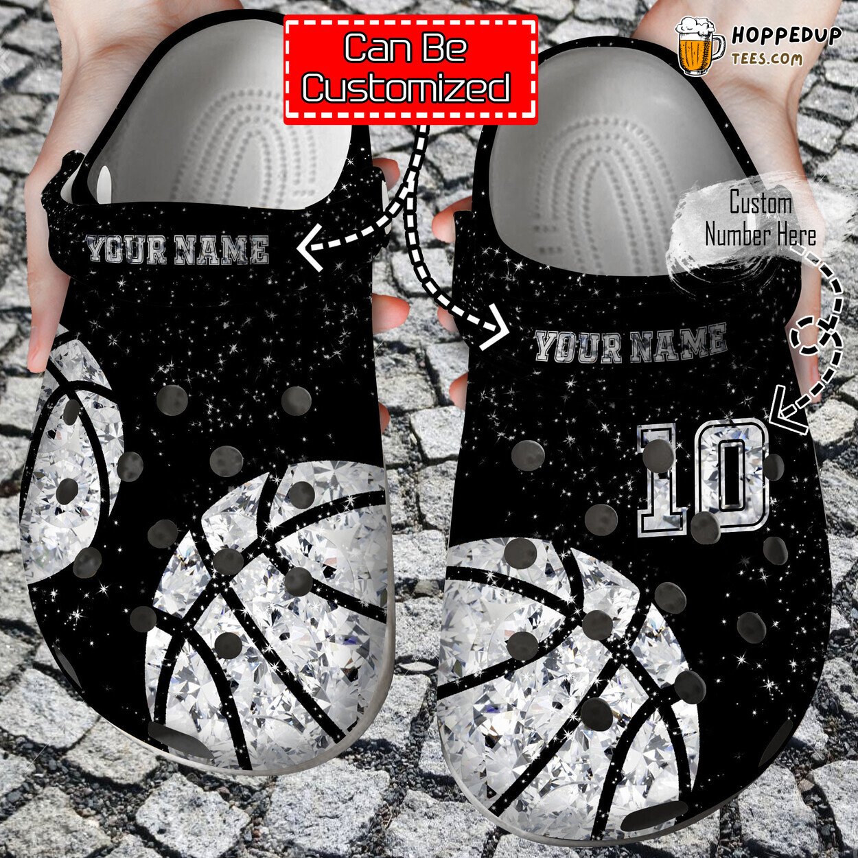 Basketball Personalized Diamond Theme Comfortable Stylish Clogs