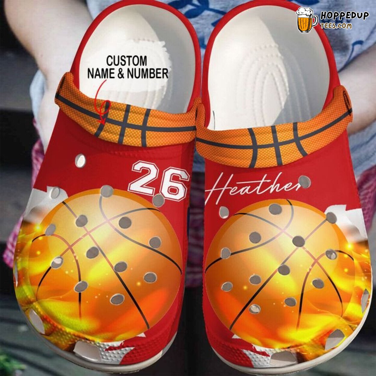 Basketball Personalized Fire Theme Comfortable Clogs Athletic Inspired Shoes