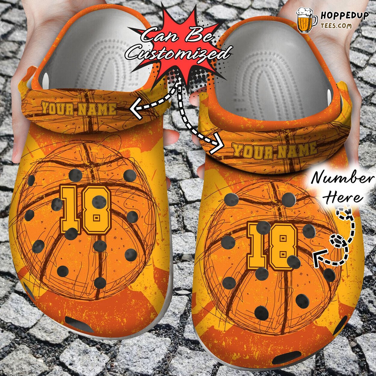 Basketball Personalized Textured Theme Comfortable Clogs Sports Shoes