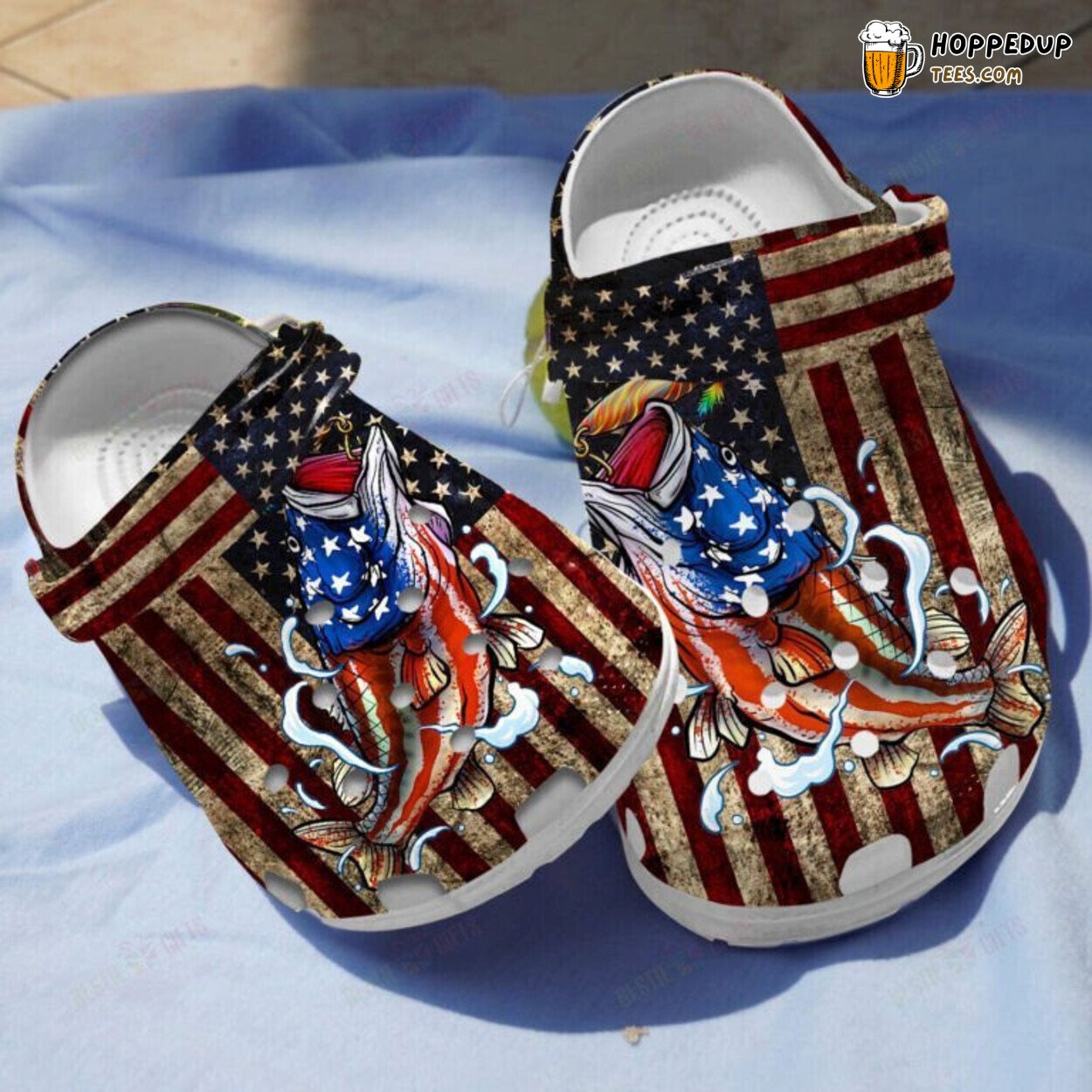 Bass Fish American Classic Theme Shoes Clogs 4th July Gifts Unique