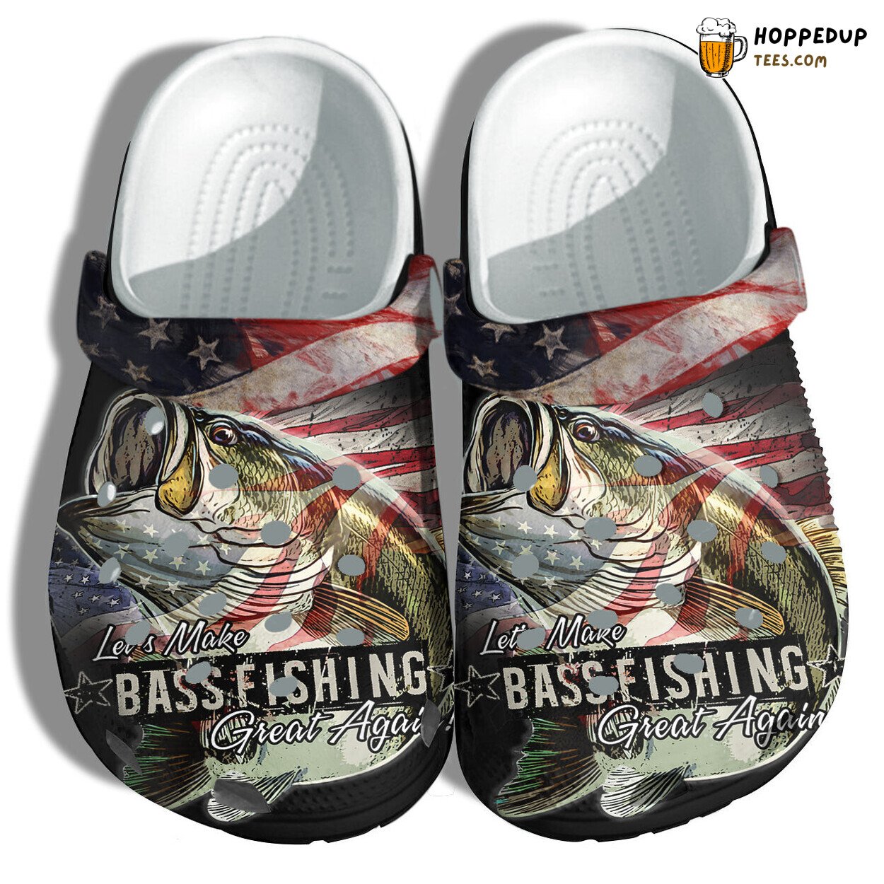 Bass Fishing America Flag Shoes Men Father’s Day Bass Fish 4th July