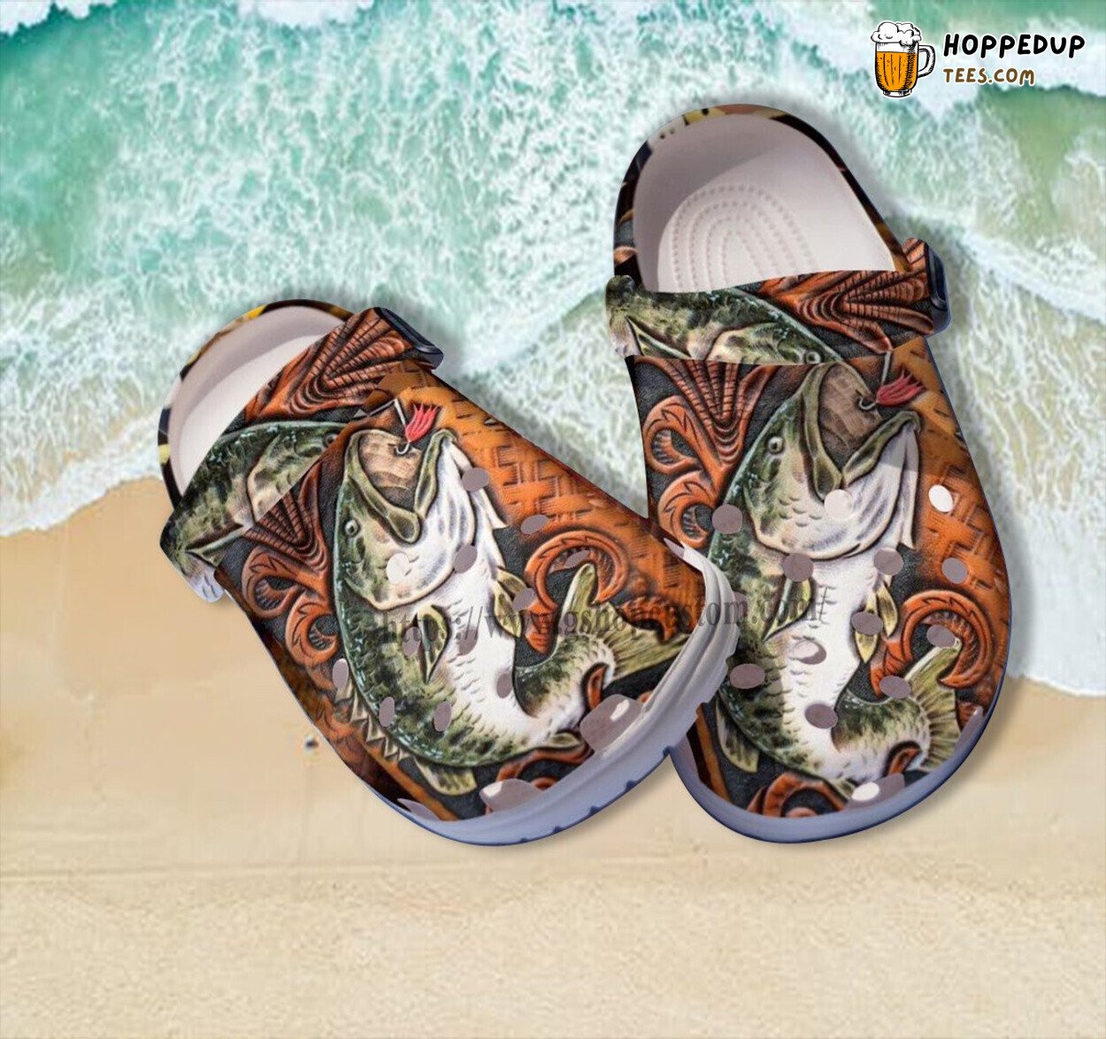 Bass Fishing Vintage Wood 3D Croc Gift Grandpa Retro Clogs Shoes