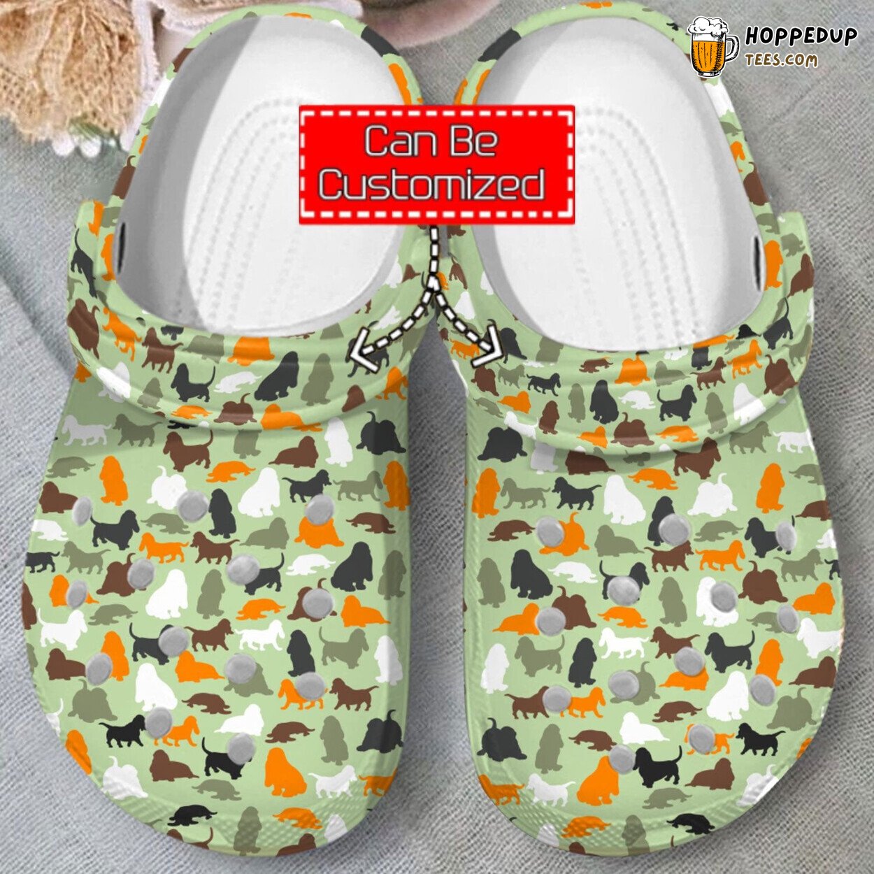Basset Hound Camo Theme Comfortable Clogs Animal Print Inspired Shoes
